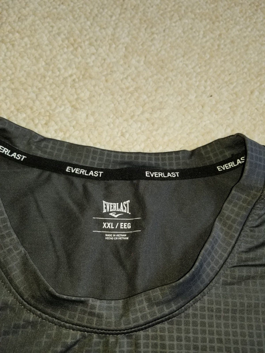 Mens Shirt-EVERLAST-gray grid patterned stretch knit Performance pullover  ls-XXL