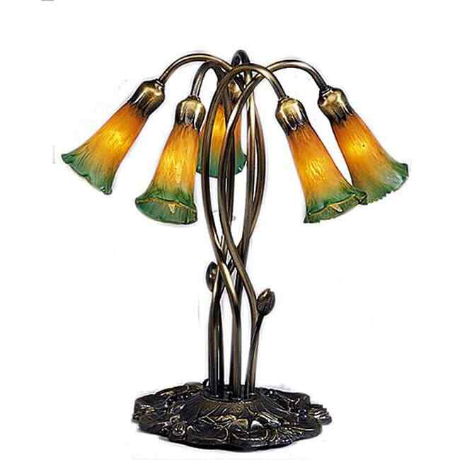 Tiffany-style Lily Amber/ Green Lamp