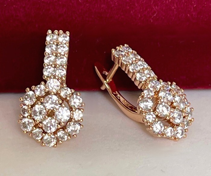 Hey Happiness Paar Creolen Damen Zirkonia, Edelstahl Ohrringe Klein Mittel 18k Vergoldet Klappcreolen In Gold Kristalle Rund Wasserfest S06ap003