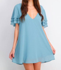 Show Me Your Mumu Women Plain Mini Dress, Blue Moon Chiffon MD