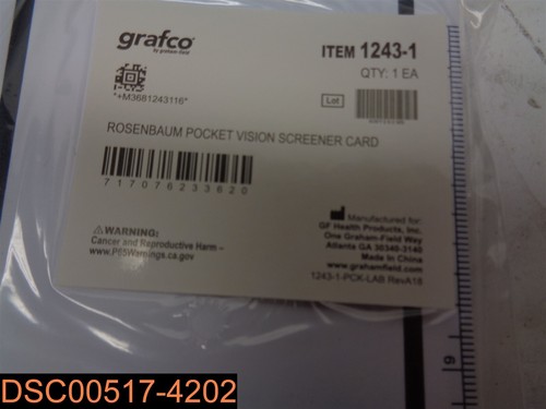 Qty =10: Grafco 1243-1 Eye Chart 14 Inch Distance Acuity Testes - Foto 2 di 3