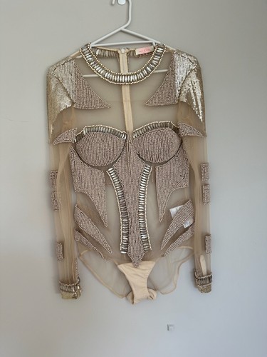 Sass & Bide RARE top mesh Embellished long sleeve bodysuit size 10 AU/UK - Picture 3 of 17