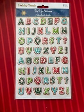 CHRISTMAS TREATS POP UP ALPHABET LETTER PUFFY STICKER - RARE - FREE SHIPPING