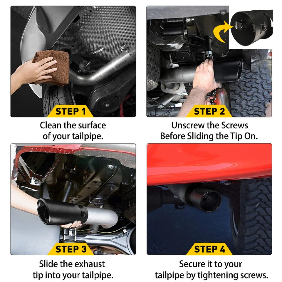 Kit de reemplazo de accesorios para automóviles punta silenciador trasero tubo de escape trasero 1,5-2,4" nuevo Foto 3 de 4