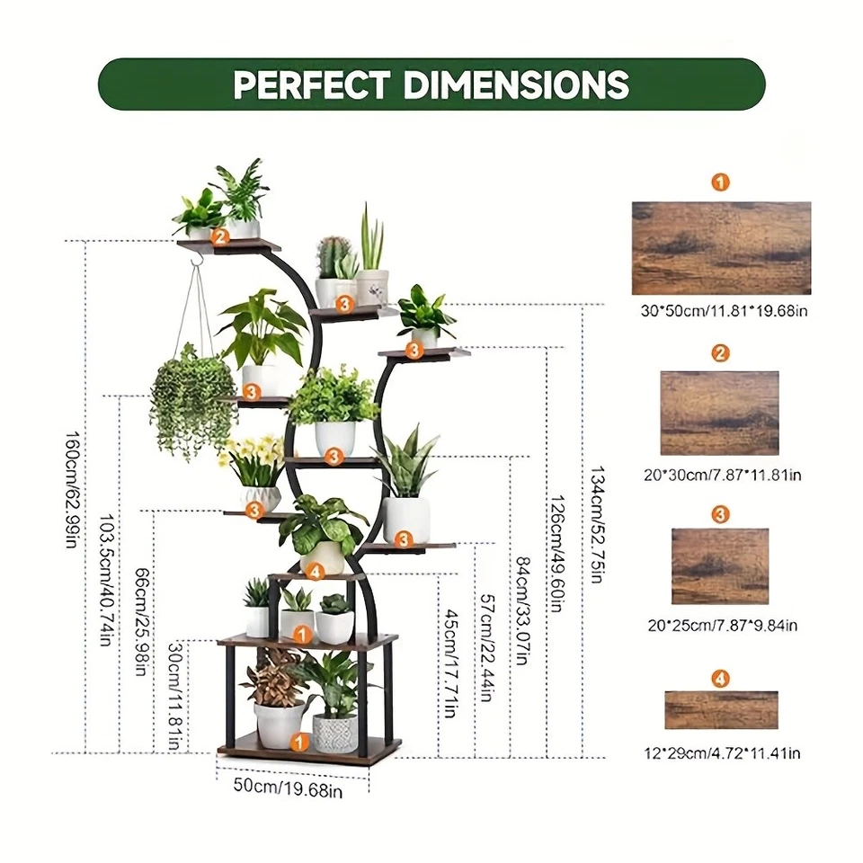 Plant Stand with Adjustable Grow Lights, 10 Tiered Indoor Metal Plant Shelf - Image 4 of 4