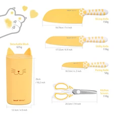 5Pcs Kitchen Knife Block Set Stainless Steel Non-Stcik Pink Cat Claw Knife