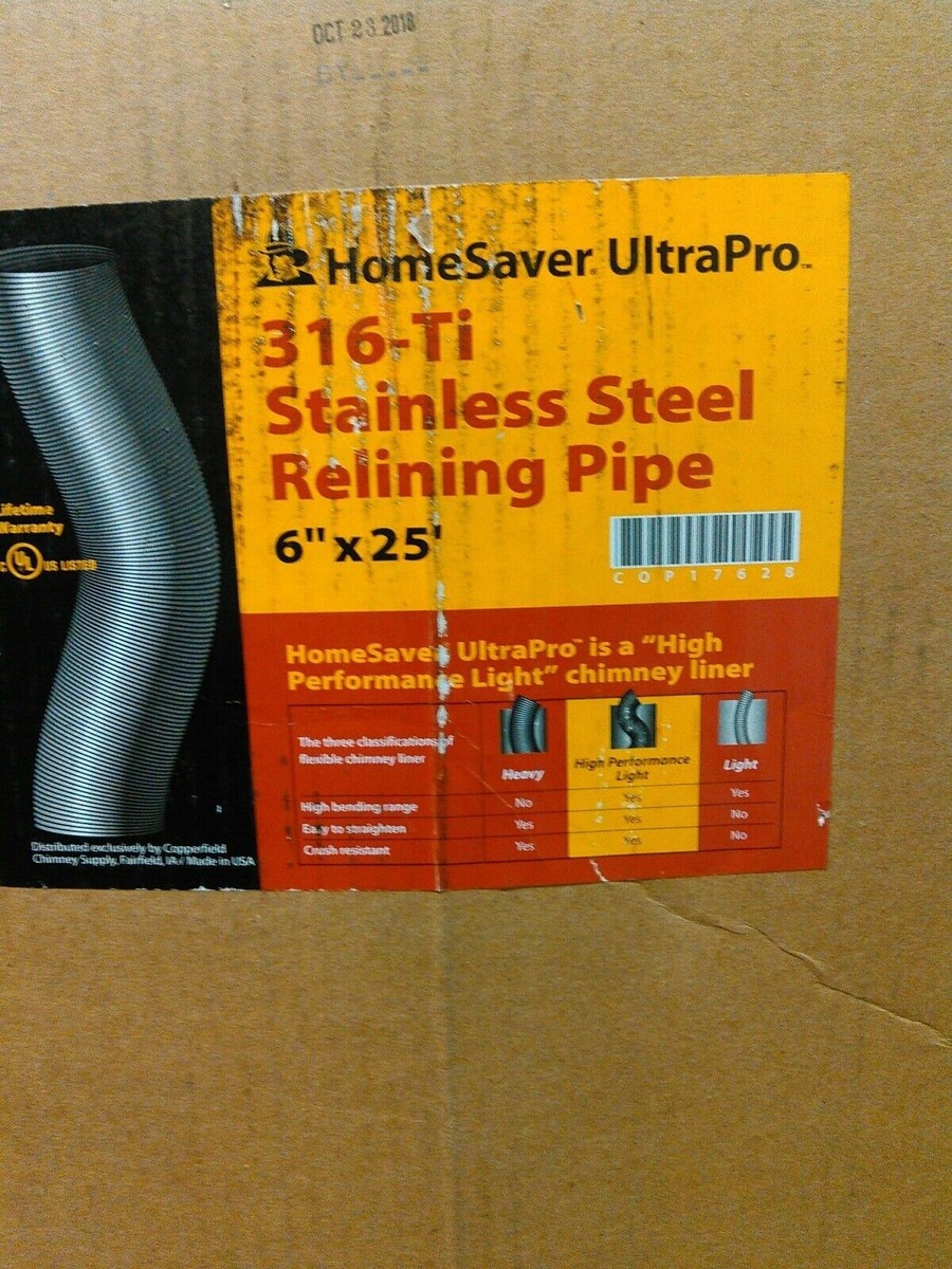 HomeSaver Ultrapro 316Ti Stainless Steel Chimney Liner - 6u0026#034; x 25u0026#039;  - HOTT DEALS | eBay