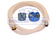 Suction Hose PVC Clear Flexible 3" x 20' Pin Lug Complete Kit 50 FT Blue
