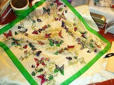 Vintage Square Ladies Neck BUTTERFLY SCARF 17 1/4" x 16 3/4"