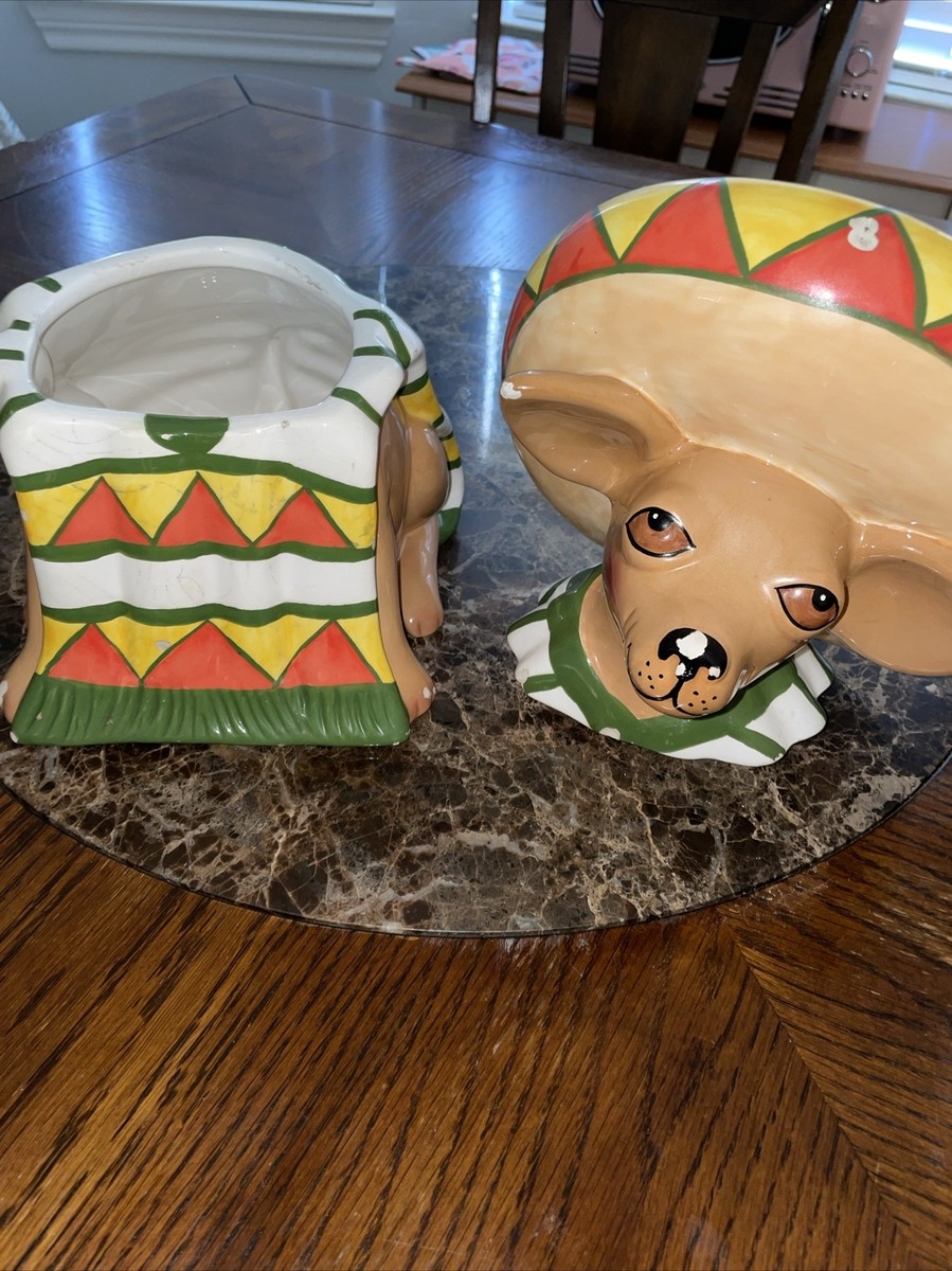 Ay Chihuahua! 2000 Clay Art Cookie Jar In Sombrero Taco Bell 12