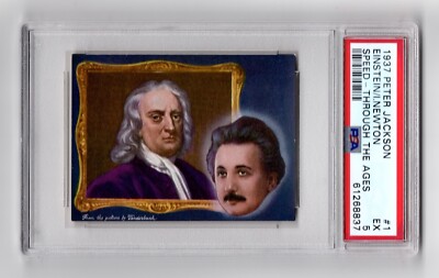 PSA 5 ALBERT EINSTEIN & ISAAC NEWTON on 1937 Peter Jackson Card #1 BEAUTIFUL