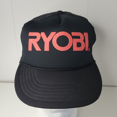 #ad Vintage Ryobi Power Tools Logo Mesh Trucker Hat Snapback Cap Black Promo Rope $14.99