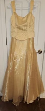 Butter Yellow Formal Dress Prom Ball Gown Bridesmaid - Size M