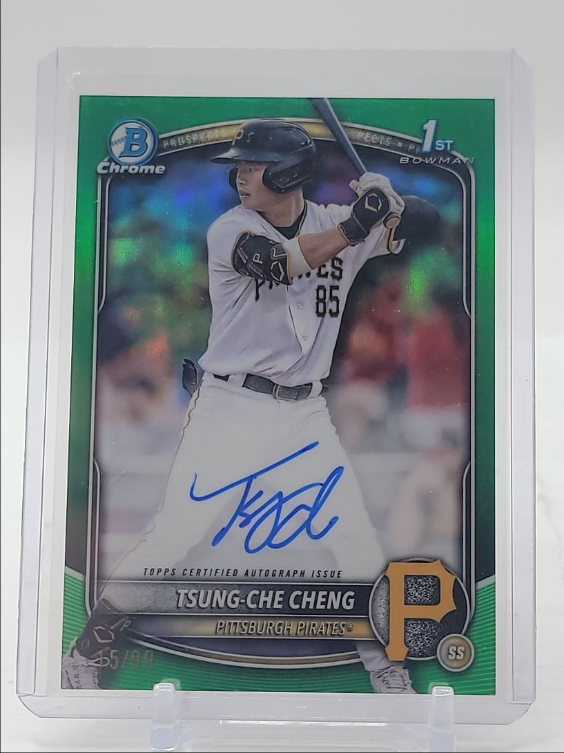 TSUNG-CHE CHENG 2025 BOWMAN CHROME 1ST GREEN REFRACTOR AUTO /99 Q3562
