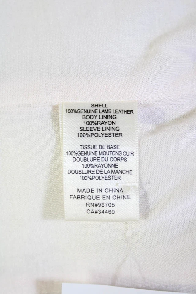 Chaqueta de moto Rebecca Taylor para mujer de cuero con cierre de cremallera beige nude talla 2 Foto 4 de 4