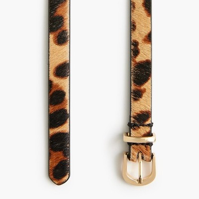J Crew Cheetah Hair Belt (brass buckle) xs NEW J. Crew Womens Classic Skinny Leopard Calf Hair Belt  main image 2