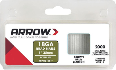 Arrow BN1816BCS 18-Gauge Steel Brad Nails for Molding, Cabinets, Framing, Trim,