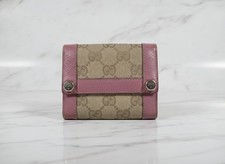 Gucci GG Monogram Canvas & Pink Leather Frenc...