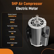 5hp Air Compressor Electric Motor 3450rpm Single Phase 78 Shaft Heavy Duty