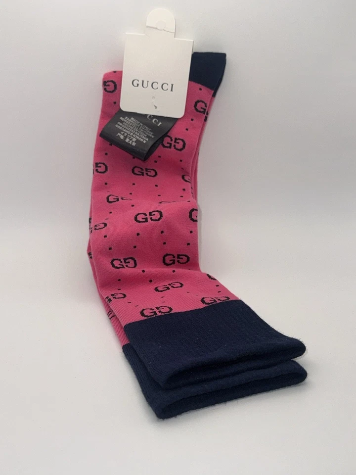 Meias longas unissex rosa/marinha Gucci GG - Imagem 2 de 3