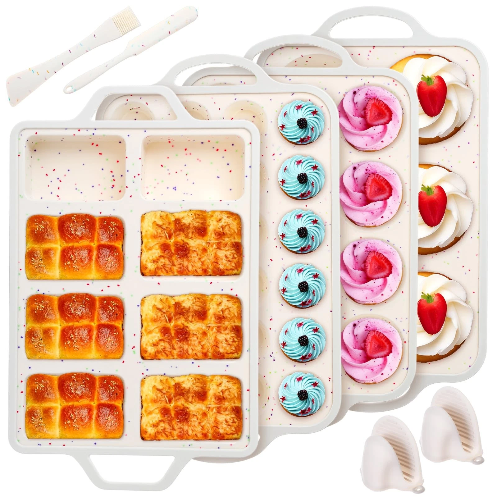 7 Pcs Silicone Baking Pan Set Nonstick Bakeware Set with 4 Molds (Loaf, Muffi...
Opens in a new wind