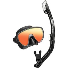 Tusa Serene M/S Combo Mirrored Snorkeling Set - Black/Black UC-1625PMQB-BKB 