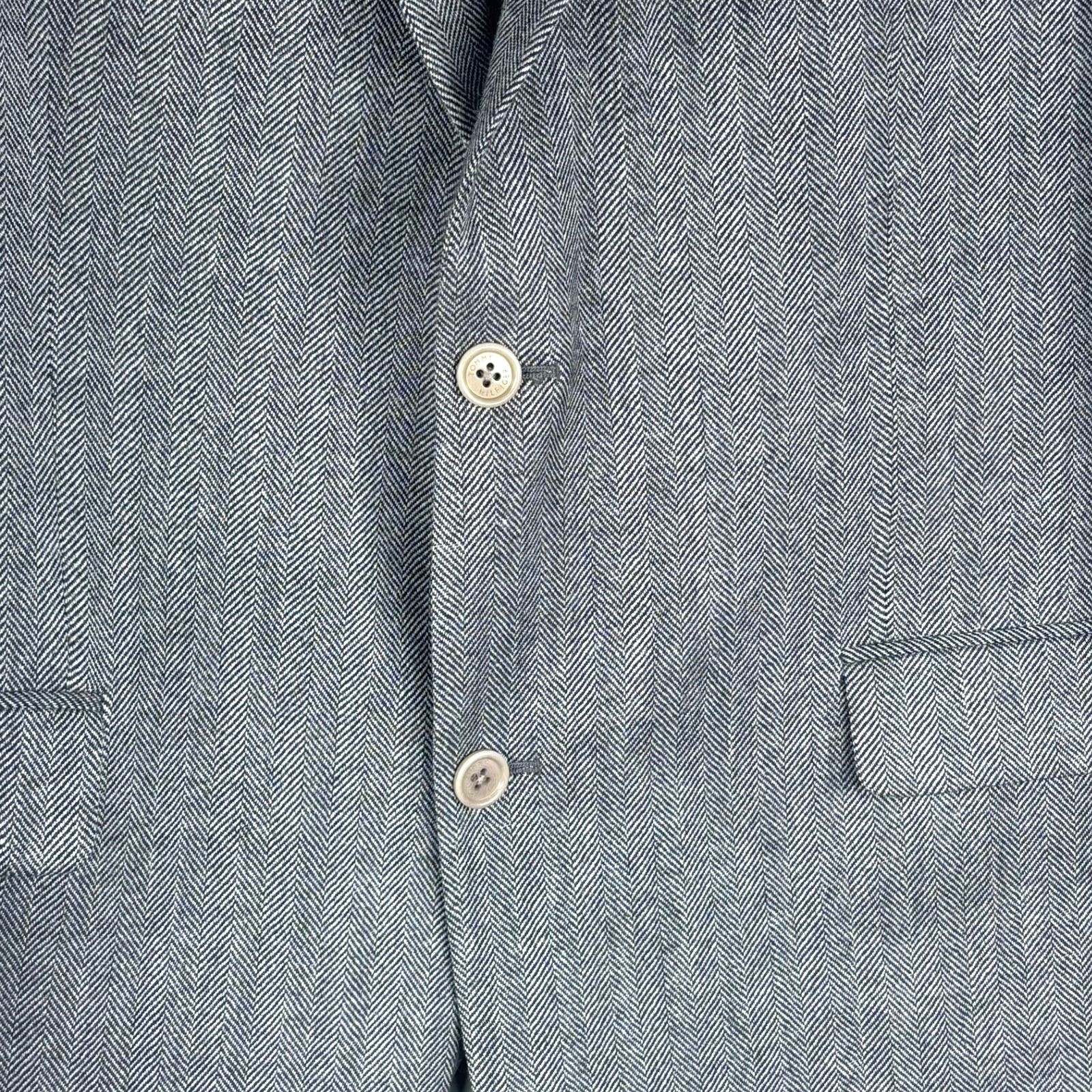 Tommy Hilfiger Herringbone Sport Coat Blazer Gray  100% Wool Suit Jacket 44L thumbnail 8