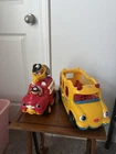 Fisher Price Chunky School Bus and Fire Truck with Two People Vintage