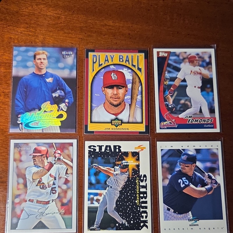 Topps Jim Edmonds Anaheim Angels/St. Louis Cardinals 6-Card Lot