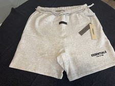 Essentials Fear of God Men  s Oatmeal Cotton Sweat Shorts Drawstring Logo NWT