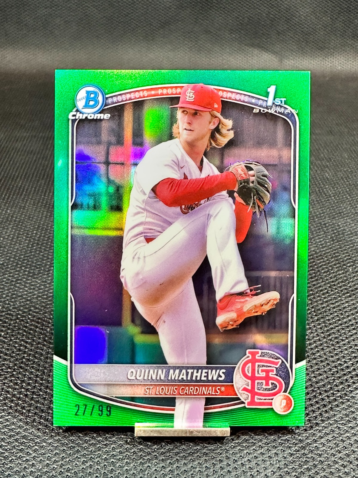 2025 Bowman Chrome 1st QUINN MATHEWS Green Refractor /99 #BCP-25