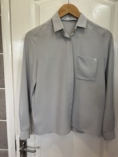 St Michael Vintage Damen grau Langarm Bluse Gr&ouml;&szlig;e 10