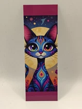 Midnight Prism Cat Bookmark – Laminated Fantasy Cat Art Bookmark