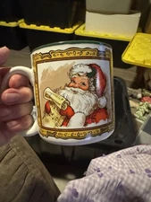Vintage 1990 Creative Concepts Santa With List Christmas Coffee Mug