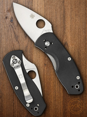 Spyderco Ambitious Folding Knife 2.25'' 8Cr13MoV Steel Blade Black G10 Handle