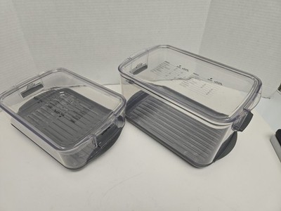 2 Produce Keeper Saver Containers Fruit Vegetable Storage Vent Crisper Bins