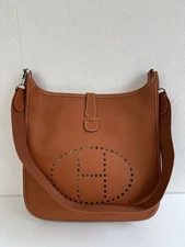 Hermes Leather Evelyne Shoulder Bag Brown