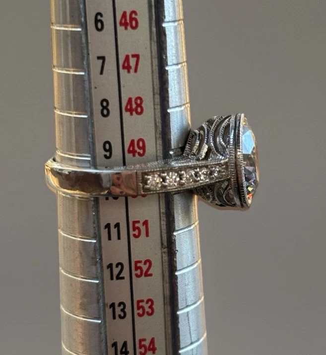 Anillo de compromiso Tacori para epifanía de plata esterlina corte europeo circonita cúbica aproximadamente 6 quilates 6 Foto 3 de 4