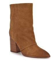 Nine West Women's Chaye Pointy Toe Block Heel Booties Natural 101 Size 7.5M