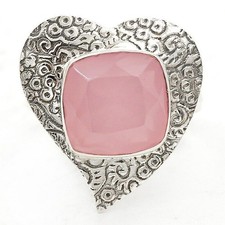 Natural Rose Quartz 925 Solid Sterling Silver Ring Sz 6.5 B2-4