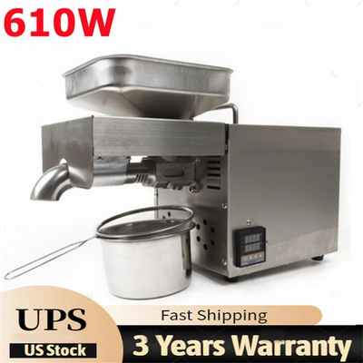 #ad 610W Automatic Oil Press Machine Hot Cold Oil Extractor Stainless Steel US $187.69