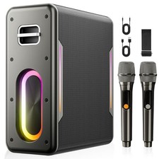 MYSCENETANG KARAOKE MACHINE WITH 2 WIRELESS MICROPHONES PORTABLE BLUETOOTH BLACK