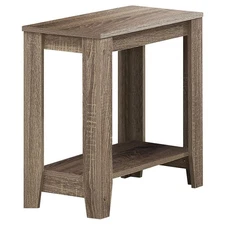 Accent End Side Lamp Table with Shelf, 24" x 12" x 22", Dark Taupe
