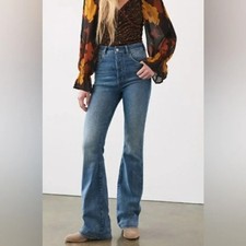 Pilcro Anthropologie High Rise Icon Bootcut Button Fly Jeans Stretch Blue 31