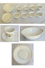 VINTAGE Corelle Dinnerware "INDIAN SUMMER" Brown Orange Yellow Flowers 24-Pc Set
