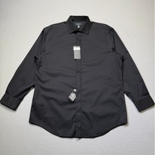 Alfani Men's Reg fit Formal Convertible Cuff Dress Shirt black 15-15.5 32-33 65