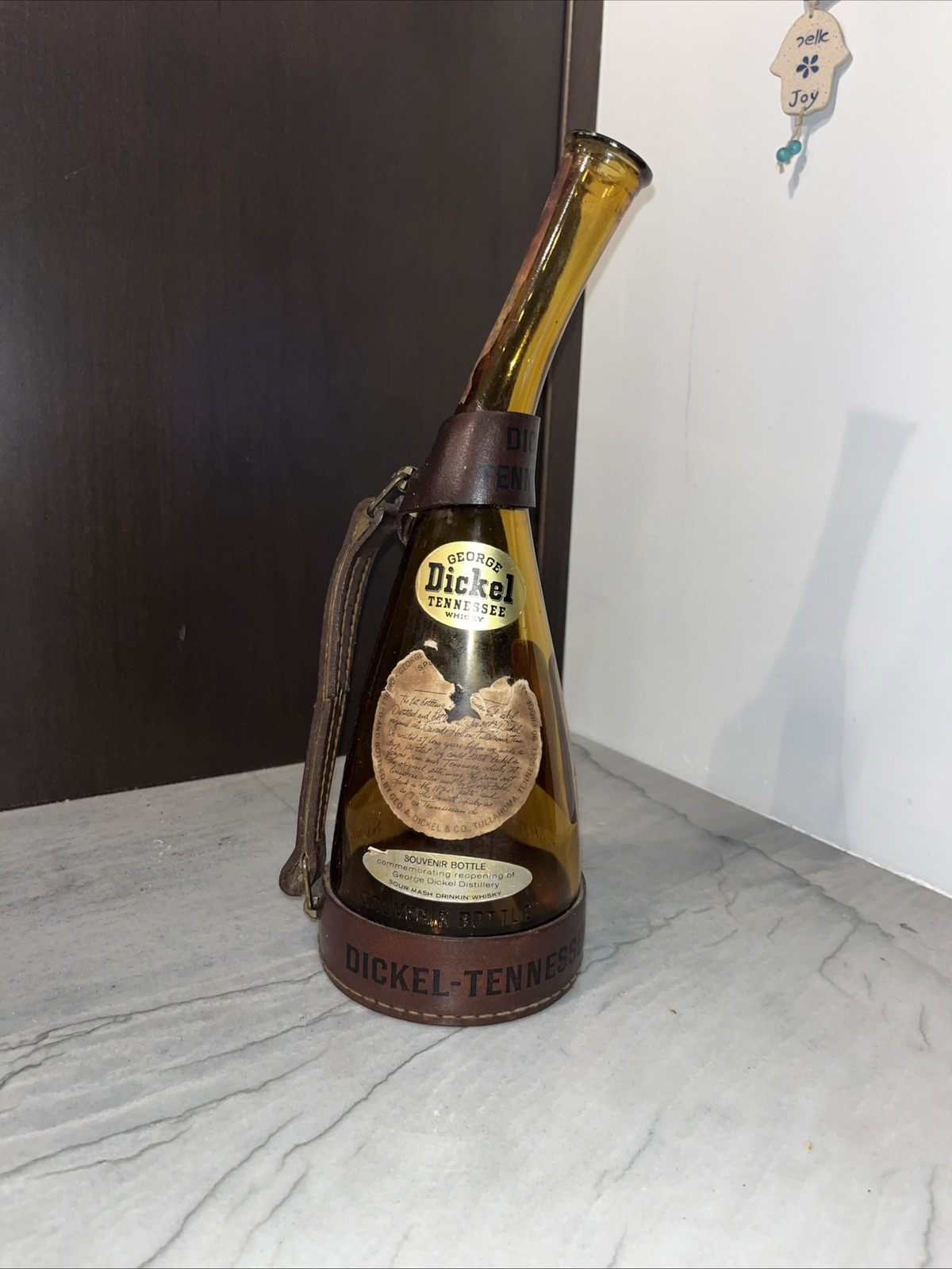 Vintage-  George Dickel - Tennessee Whiskey Bottle - Leather Harness