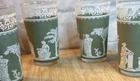 Vintage Jeanette Wedgwood Green Hellenic Greek Roman Drinking Glass Set Of 4