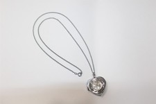 Heart Shaped Watch Necklace Silver-Tone with 27" Chain Parts or Repair Vintage