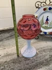 VINTAGE FENTON CRANBERRY INVERTED COIN DOT OPTIC IVY BOWL VASE  - MINT CONDITION